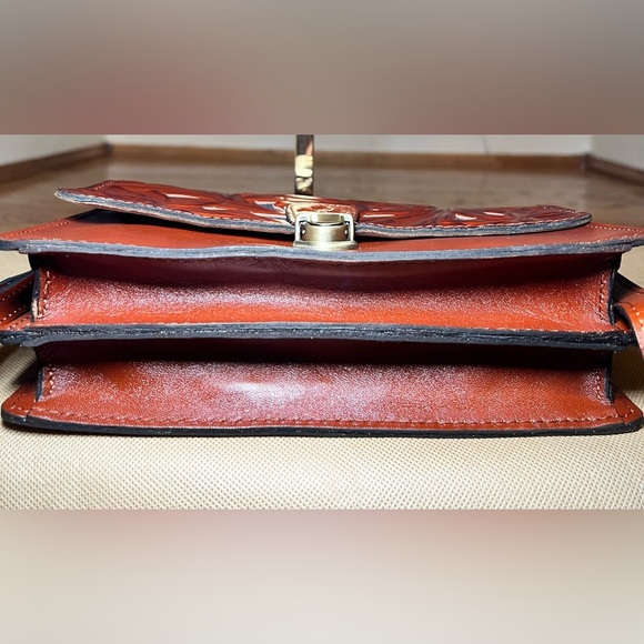 Patricia Nash Leather Lanza Crossbody Organizer with Cut-out Denim Tooling - Picture 13 of 13